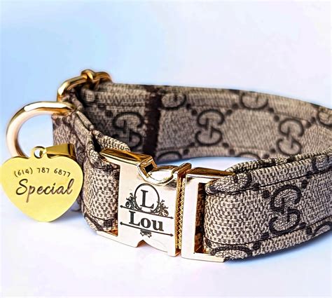 gucci crest dog necklace|Gucci dog collar and leash.